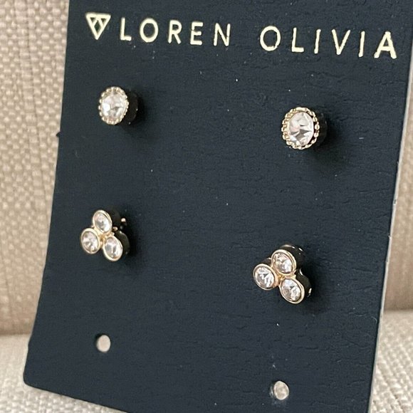 Loren & Olivia Women Earrings Gold Tone Stud Ear Jewelry set of 2 earrings New - Picture 3 of 8
